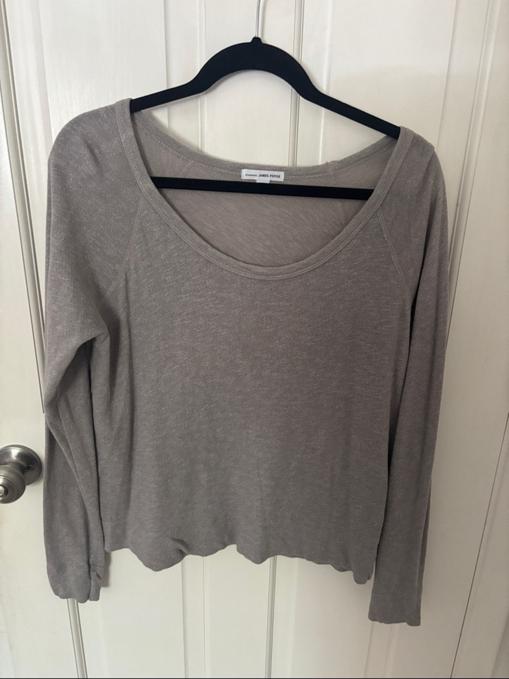 James Perse Scoop Neck Long Sleeve Top - Heather Gray